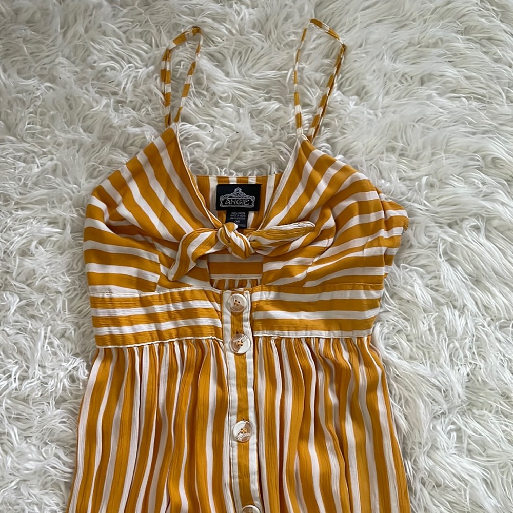 Angie Yellow and White Striped Dress
